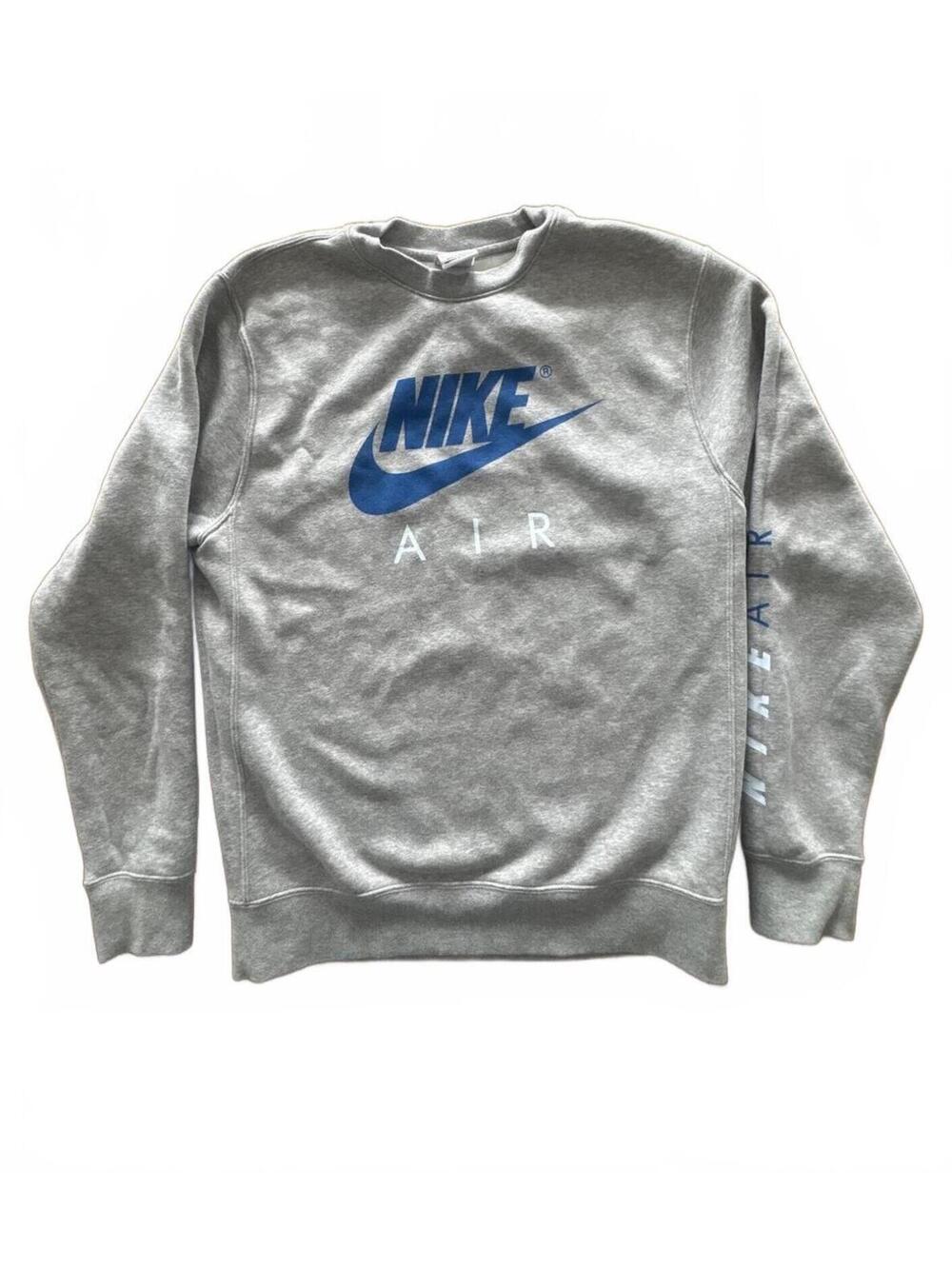 Nike Air Gray Crewneck Sweatshirt Blue Logo Size Small Mens Ladies